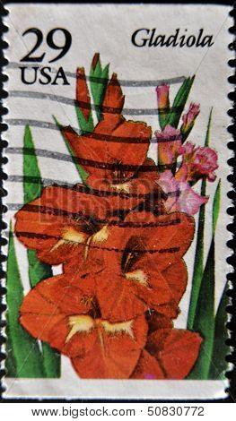 UNITED STATES - CIRCA 1994: stamp printed in USA shows flower Gladiola circa 1994