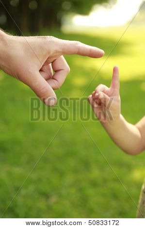 Parent Holds The Hand Of A Small Child