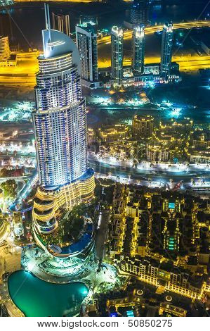 Address Hotel At Night In The Downtown Dubai Area Overlooks The Famous Dancing Fountains