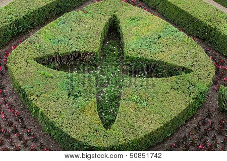garden in Chateau de Villandry. Loire Valley France