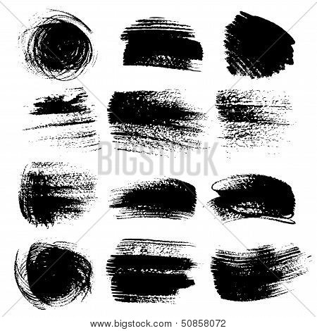 Textured brush strokes drawn a flat brush and ink  set 2
