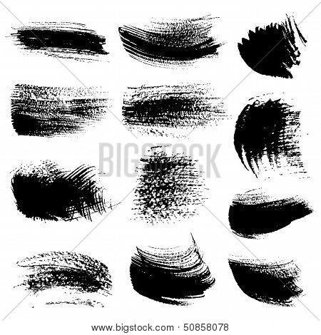 Textured brush strokes drawn a flat brush and ink  set 3