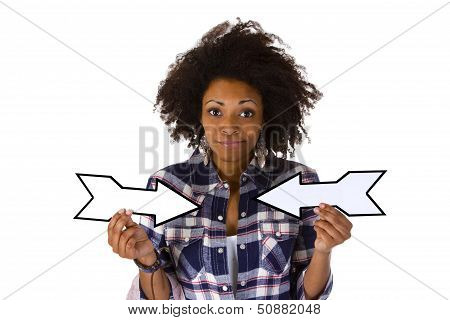 Young African American Holding Blank Arrows