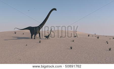mamenchisaurus on sand terrain