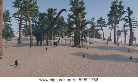 mamenchisaurus on sand terrain
