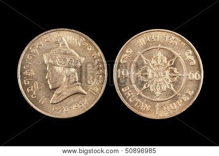Old Rupee Coin From Bhutan