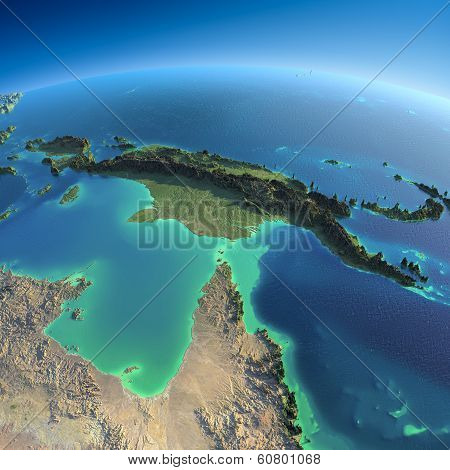 Detailed Earth. Australia And Papua New Guinea