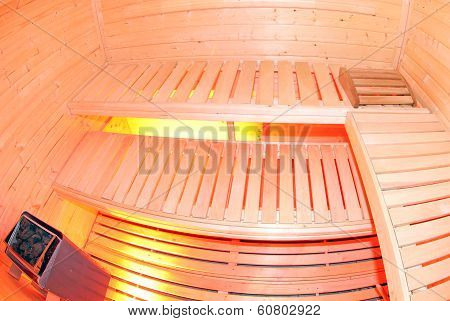 Inside small nice sauna in the wellness