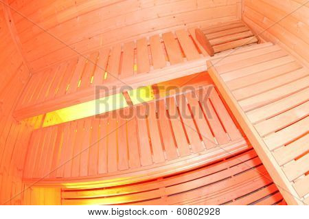 Inside small nice sauna in the wellness