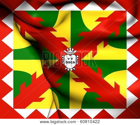 Flag Of Huesca City, Spain.