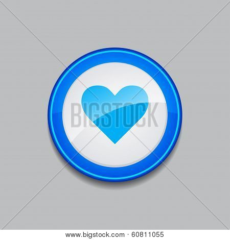 Heart Circular Blue Vector Web Button Icon