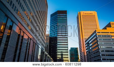 Highrises At Hopkin's Plaza In Downtown Baltimore, Maryland.