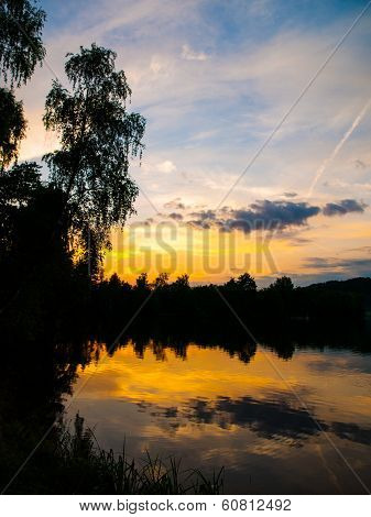 Komarov Lake Near Brandzes After Sunset