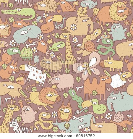 Animals And Objects Seamless Pattern