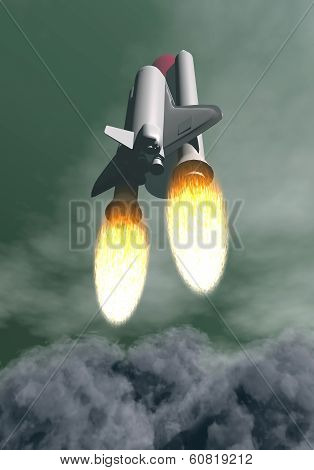 Shuttle taking off - 3D render
