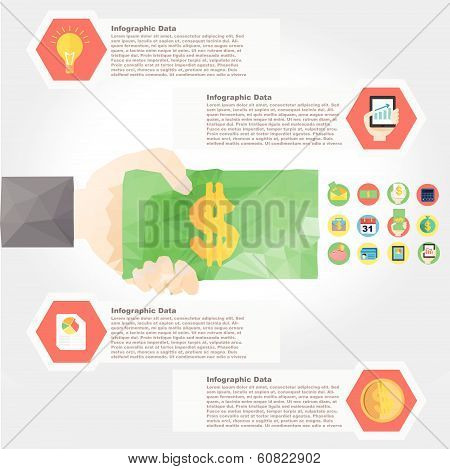 Vector Polygon Infographic Element With Flat Color