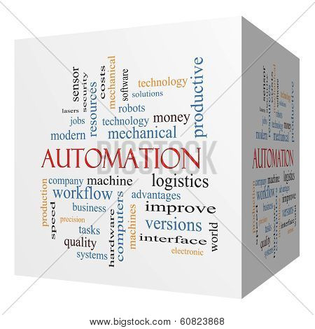 Automation 3D Cube Word Cloud Concept