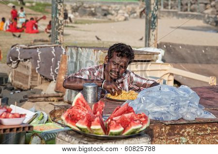 Indian Man Eating Rice