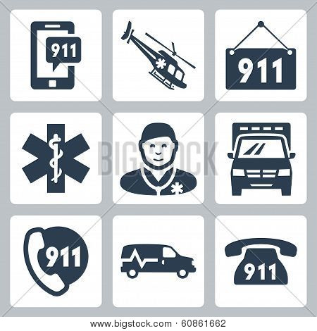 Vector Emergency Service Icons Set