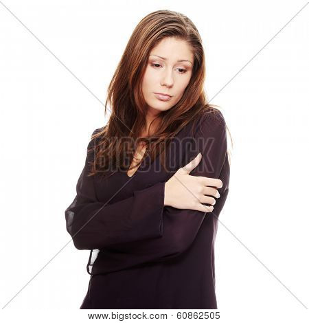 Young beautiful woman with depression, iolated 