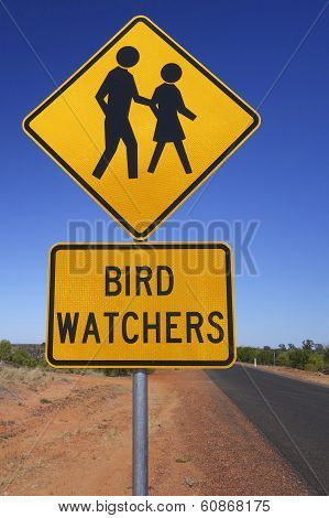 Bird Watchers Sign in Outback Australia