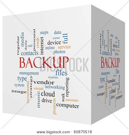 Backup 3D Cube Word Cloud Concept