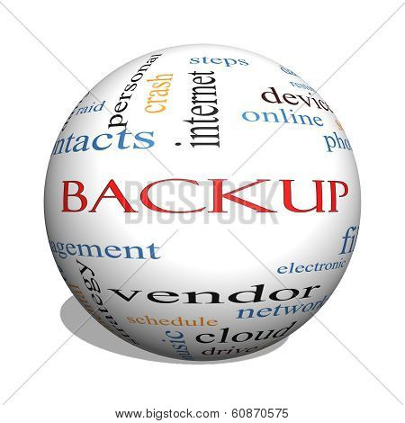 Backup 3D Sphere Word Cloud Concept