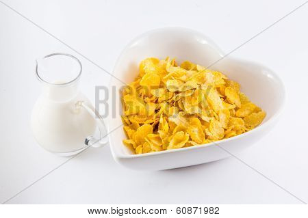 Delicious corn flake cereal with milk