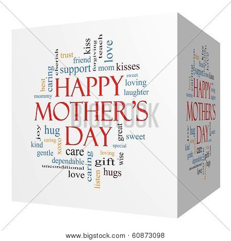 Happy Mother's Day 3D Cube Word Cloud Concept
