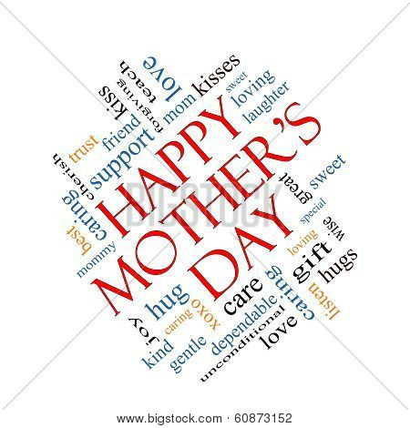 Happy Mother's Day Word Cloud Concept Angled