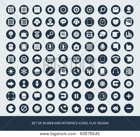 Set of 90 web and mobile icons for business, finance and communication