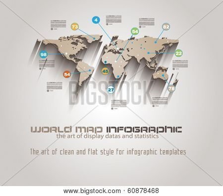 World Map Infographic Template to display your global data.