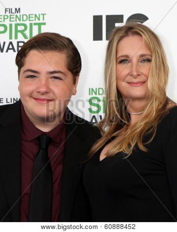 LOS ANGELES - MAR 1:  Michael Gandolfini, Marcy Wudarski at the Film Independent Spirit Awards at Tent on the Beach on March 1, 2014 in Santa Monica, CA