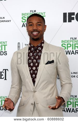 LOS ANGELES - MAR 1:  Michael B Jordan at the Film Independent Spirit Awards at Tent on the Beach on March 1, 2014 in Santa Monica, CA