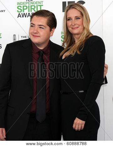 LOS ANGELES - MAR 1:  Michael Gandolfini, Marcy Wudarski at the Film Independent Spirit Awards at Tent on the Beach on March 1, 2014 in Santa Monica, CA