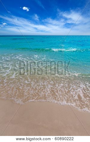 Alaior Cala Son Bou in Menorca turquoise beach at Balearic islands