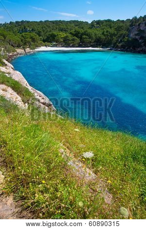 Cala Macarella Ciudadela Menorca turquoise Mediterranean sea in Balearic islands