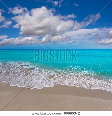 Alaior Cala Son Bou in Menorca turquoise beach at Balearic islands