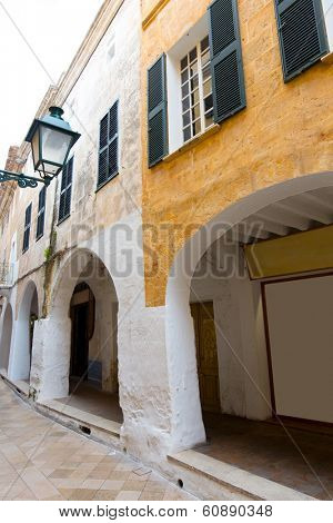 Ciutadella Menorca Ses Voltes arches Ciudadela downtown in Balearic islands