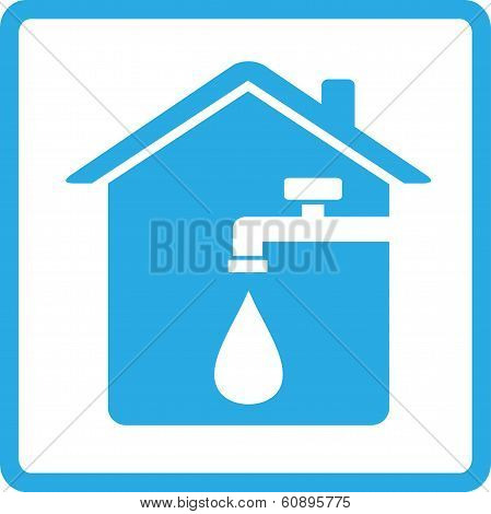 icon with home, spigot and drop of water