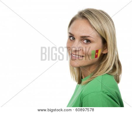 Young Girl with the Cameroon flag painted on her cheek
