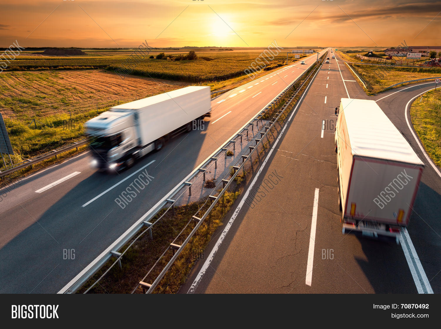 Two Trucks On Highway Image & Photo (Free Trial) Bigstock
