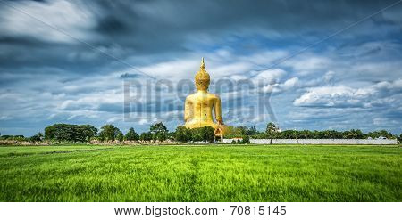 Wat Muang With Gilden Giant Big Buddha Statue