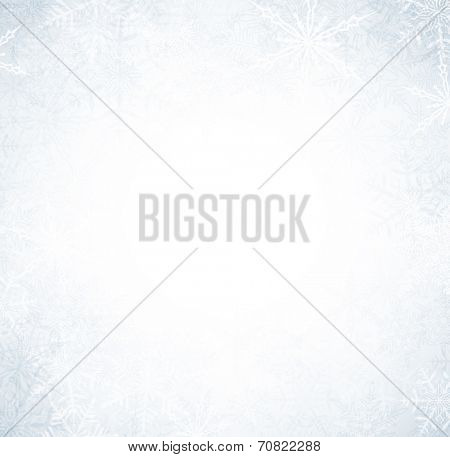 Winter pattern with crystallic snowflakes. Christmas background. Vector.