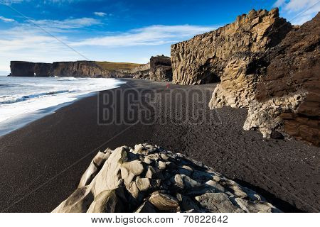 Dark sandy beach in Dyrholaey