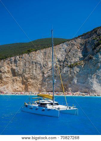 Sailing yacht in Porto Katsiki Lefkada Greece