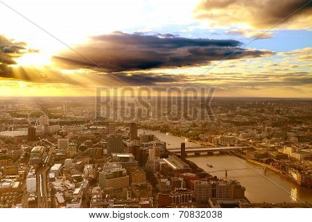 River Thames Cityscape with London Eye in the skyline