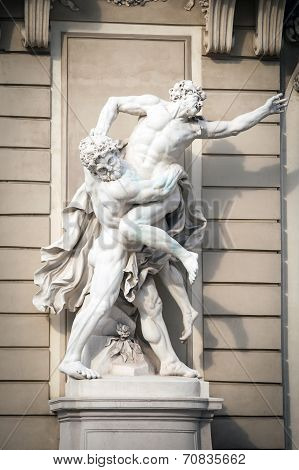 Statue Of Hercules Fighting Antaeus At Hofburg Palace Entrance