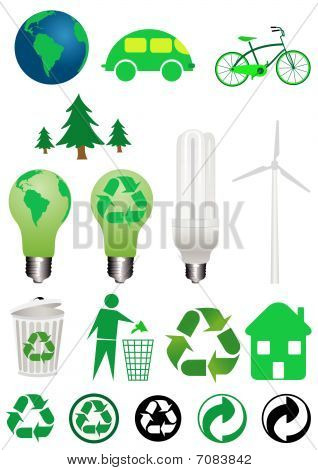 Collezione di icone di ecologia isolata on white background
