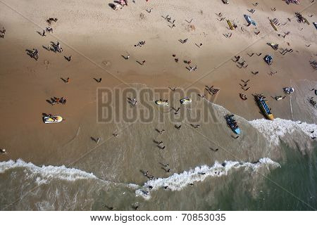 A Birdseye View Of The Tourists Holidaying And Having Fun With Beach Sports In Goa